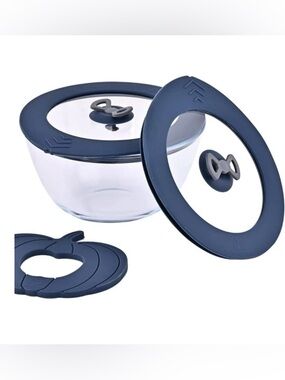 4 Pack Universal Cookware Glass Bowl Lids Leak Proof Silicone & Glass